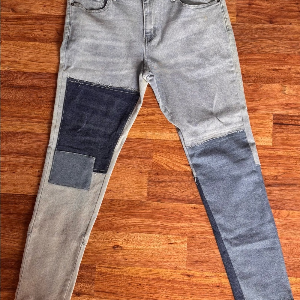 Stylish Gray Patchwork Men's Jeans - image 1